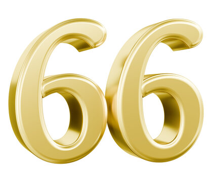 Glossy 3D Gold Number 66 Illustration