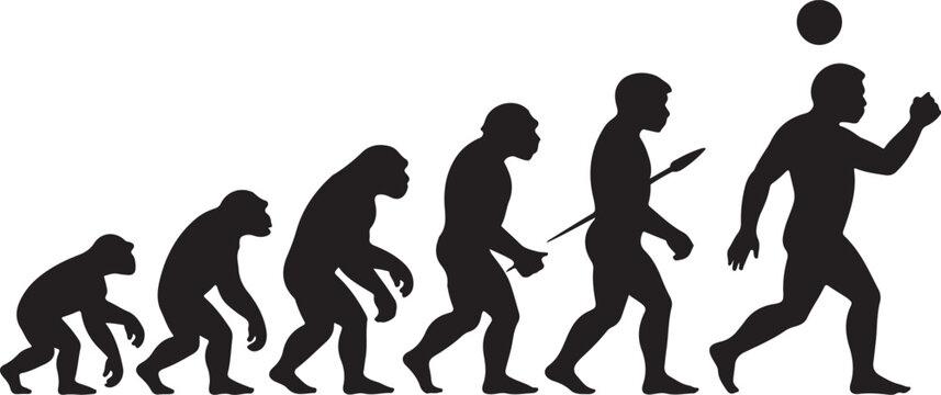 Evolution of human walking with ball illustration