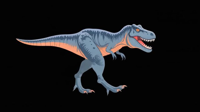 Tyrannosaurus rex walking slowly, animation, vector flat design,