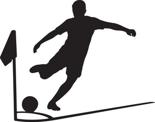 Soccer player kicking ball near corner flag © Ranaart