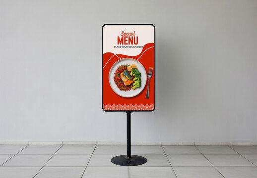 Realistic Digital Menu Board Mockup