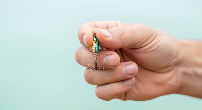 hand holding a fishing hook lure