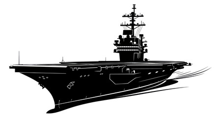 Modern Aircraft Carrier Silhouette, Naval Warship, Military Vessel, Vector Art © Ahmad
