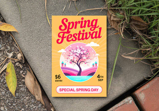 Realistic Spring Festival Flyer Mockup