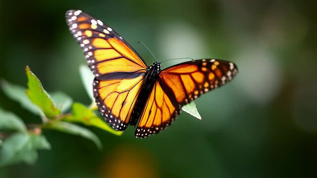 One monarch butterfly, close up nature detail outdoors
