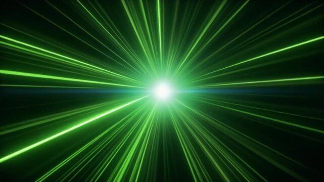 
発光する緑の放射状ライン・ワープスピード風背景