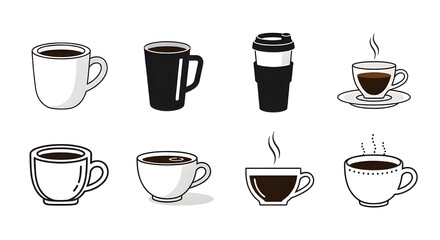 Obraz premium A minimalist coffee icon with white isolated background