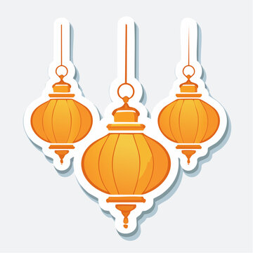 Three Orange Lanterns Hanging