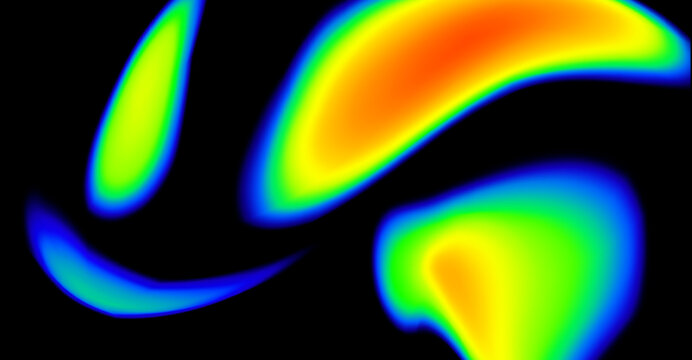 Thermographic map, vector abstract infrared radiation background, temperature analysis, multicolor curve round gradient