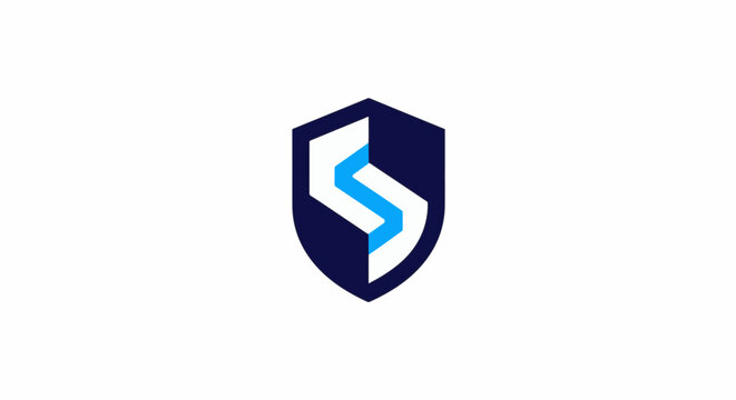 Modern shield logo design with a letter S, security concept.