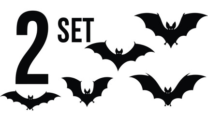 Fototapeta premium Halloween themed number two with multiple bat shapes silhouette