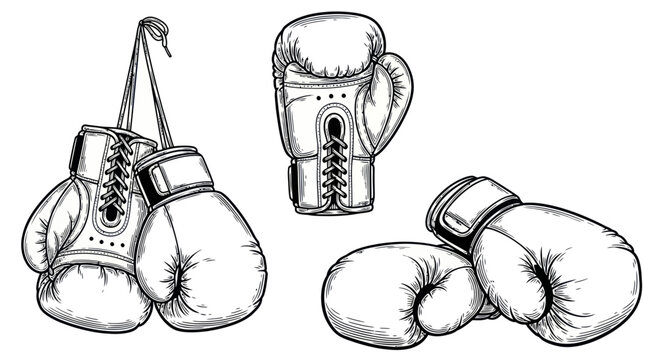 Vintage Boxing Gloves Sketch - Retro Sport Equipment Illustration