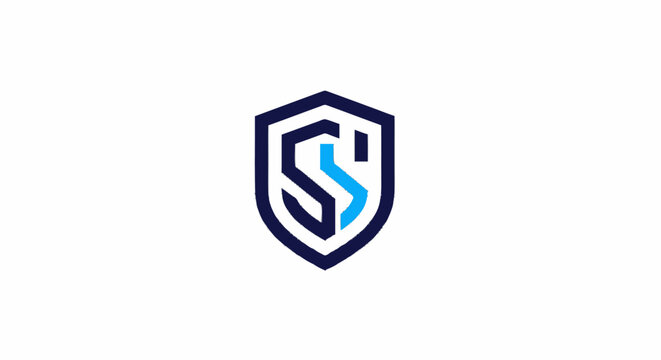 Modern Shield Logo Design with Letter S and Blue Accent.