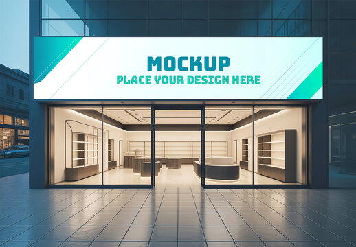 Outdoor Storefront Signboard Mockup