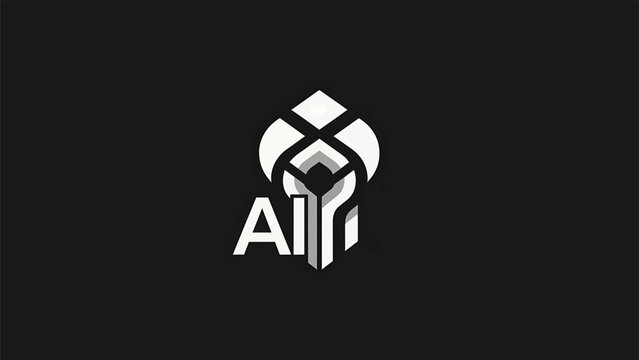 Modern AI Logo Design on Black Background for Technology Company.