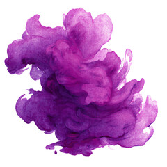 Fototapeta premium Purple Watercolor Stain on Transparent Background Isolated for Design Projects