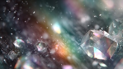 Obraz premium Abstract crystal formations with rainbow refractions and bokeh effect