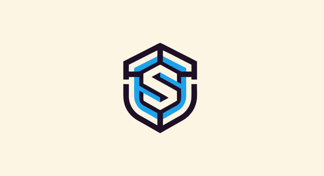Modern shield logo design with letter S, perfect for security.