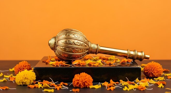 Hanuman Jayanti concept featuring a golden gada mace