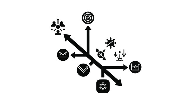 business process management flowchart with arrows and icons