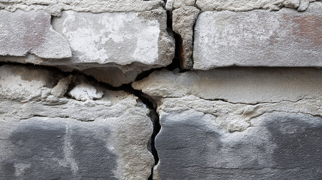 Significant cracks spiderwebbing across an old, weathered brick wall, highlighting critical structural damage and the urgent need for expert building renovation and restoration