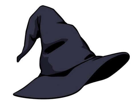 A detailed illustration of a classic witch's hat with a pointed top and wide brim