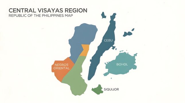 Central Visayas Region Map of the Philippines Featuring Cebu Bohol Negros Oriental and Siquijor Islands