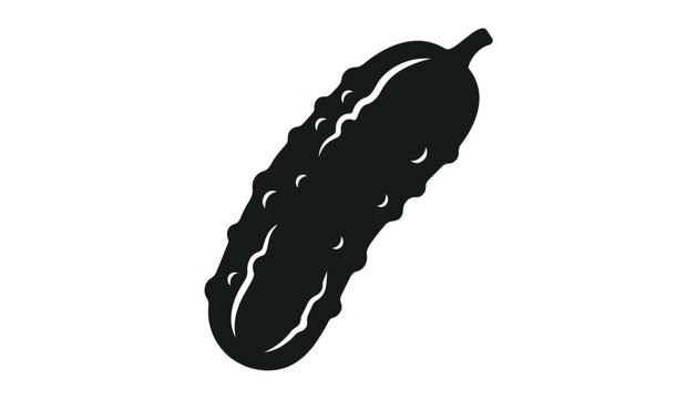 Black silhouette of a pickle on transparent background vector illustration.