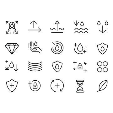 Geometric shapes and symbols in black and white line style