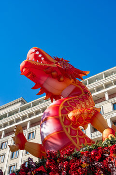 Giant dragon decoration at Chinese New Year street parade
