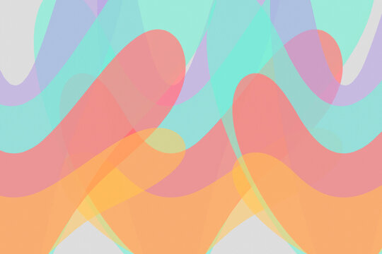 Abstract transparent layered waves in soft pastel gradient