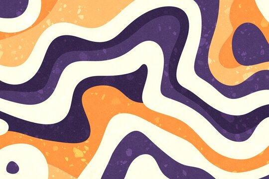 Abstract organic wavy pattern background in orange and navy