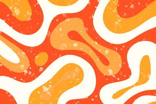 Abstract organic wavy pattern in orange and cream texture