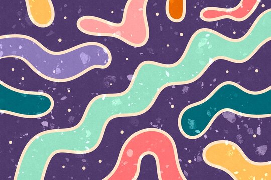 Abstract organic wavy pattern with pastel textured shapes