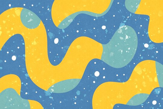 Abstract organic seamless pattern with flowing blue and yellow