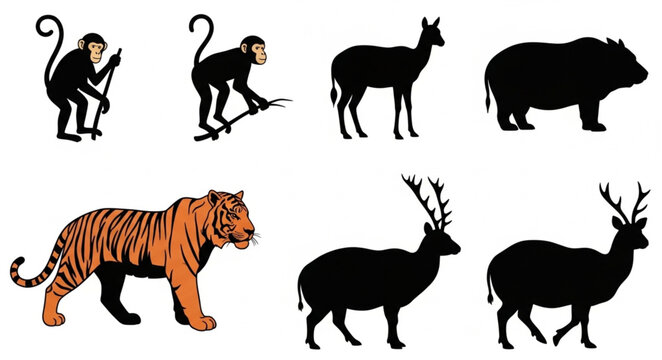 Evolutionary progression of animals from monkeys to deer.