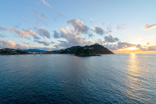 Sunset view of Igueldo and Santa Clara Island