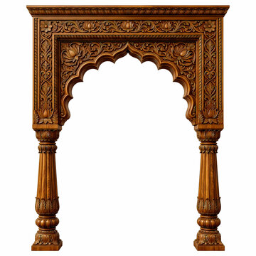 ornate mughal archway with intricate floral carvings on a white background high quality professional detailed modern elegant stylish clean crisp vibrant