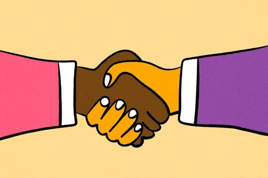 Business partnership handshake illustration for innovation concept