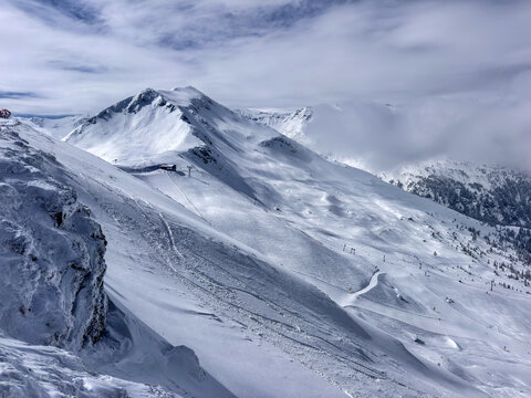 Snow-covered Alps landscape in March