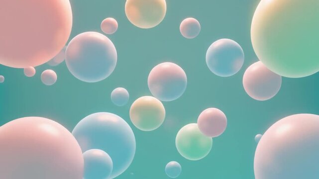 Colorful bubbles floating on pastel background