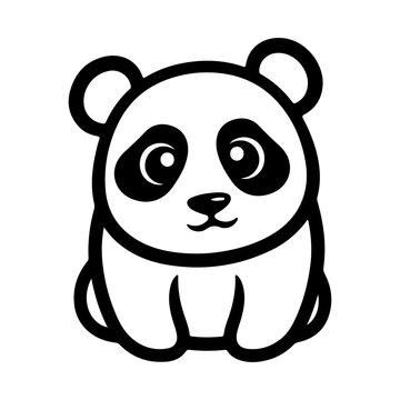 Outline drawing of a cute panda with big eyes and rounded friendly design Vector illustration