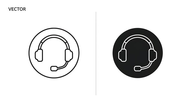 Headset Customer Support Icon Vector