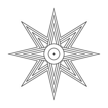 Outline Icon of Ishtar star. Mesopotamian ancient symbol. Vector