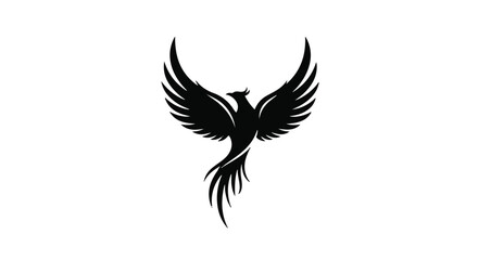 Fototapeta premium black silhouette of a phoenix bird flying