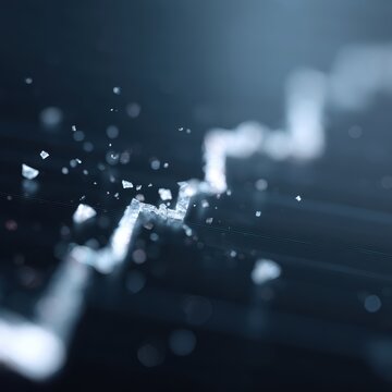 business graph dropping through cracked screen recession concept