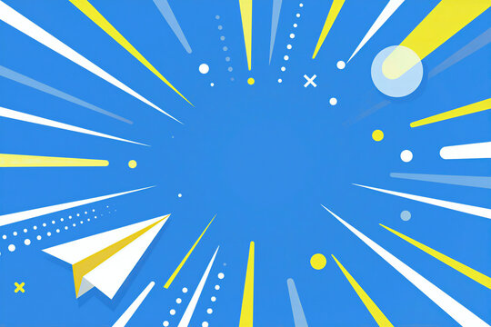 Graphic Design With Real Life Subjects Present Abstract Representation Of Motion Speed On Blue Background Central Focus To Burst Like Pattern Created