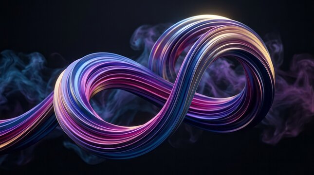 Colorful Abstract Infinity Loop Infinity Loop Colorful Design Swirl Smoke 3D. Concept featuring infinity, loop, colorful, design, swirl for professional commercial design.