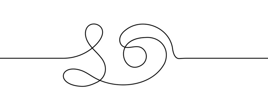 Seamless line squiggle cable pattern with repeating curves, tangled wavy thread style on white background.