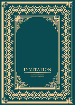 038-49-invitation, frame, gold, elegant, ornate, sword, corner, decorative, border, design, vintage, luxury, template, blank, wedding, party, celebration, event, royal, medieval, classic, baroque, vic